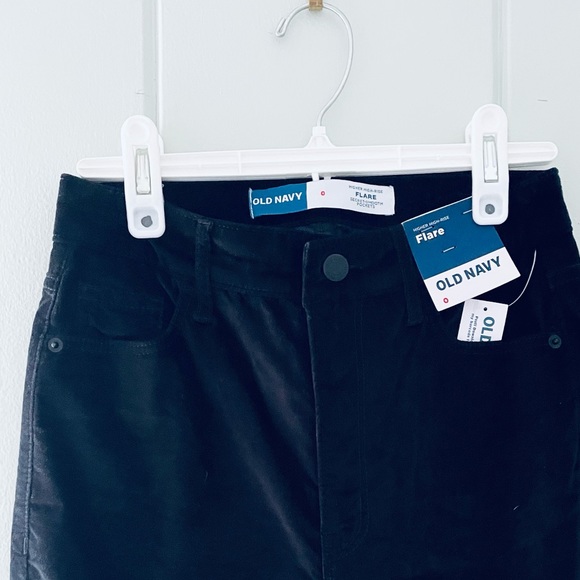 NWT Old Navy Higher High-Waisted Black Velvet Flare Pants / 0 - Picture 3 of 6